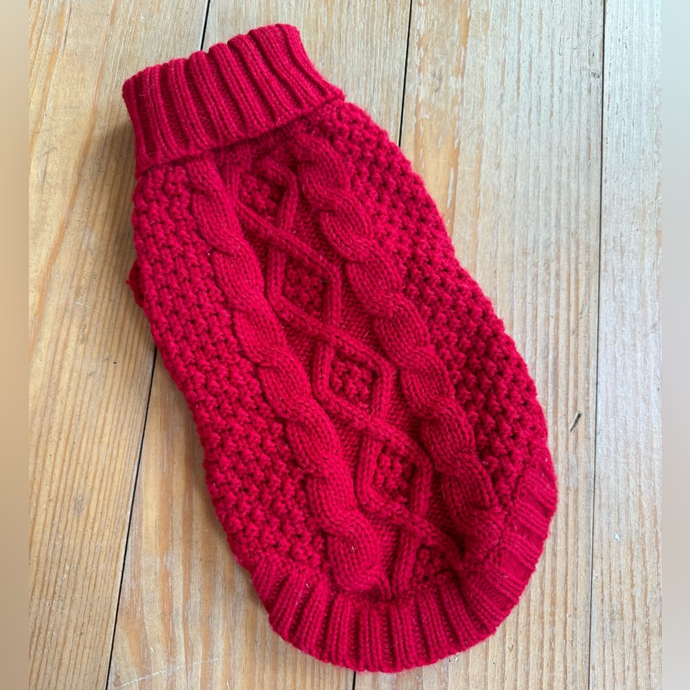 Dog Sweater Handmade Crochet Knitted Red Small